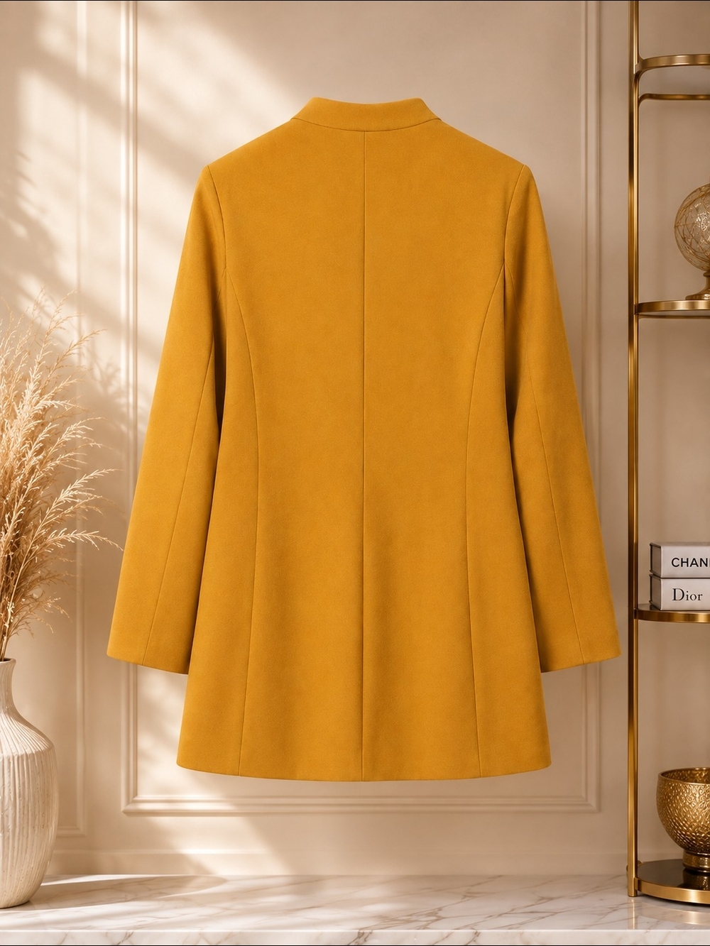Calvin Klein Women's Mustard Open-Front Blazer Coat - Picture 3 of 16